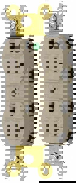 Straight Blade Receptacles; Receptacle Type: Duplex Receptacle ; Grade: Hospital ; Color: Light Almond ; Grounding Style: Self-Grounding ; Amperage: 20.0000 ; Voltage: 125V AC